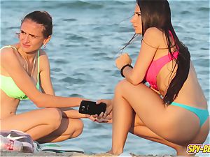 hidden cam Beach super-hot Blue bathing suit g-string first-timer teenager vid