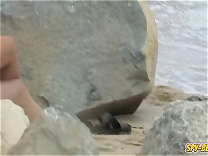 first-timer Beach stunning panty bathing suit teenage - hidden cam movie